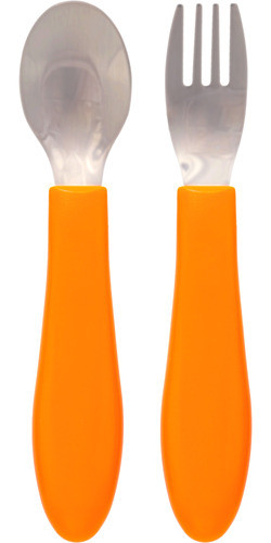 Talheres Infantil Garfo E Colher Inox Bubazoo Laranja - Buba 0