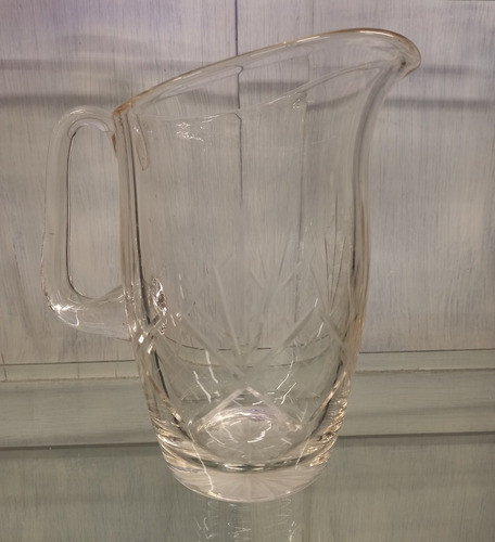 Manyantiques - Fina Y Antigua Jarra De Cristal Tallado 0