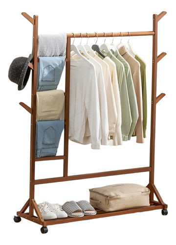 Perchero C/ruedas Madera Bambú Oscuro 100x155 Cm Circuit 0