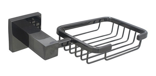 Saboneteira Para Banheiro Quadrado Metal Preto Onix Brilhant 0