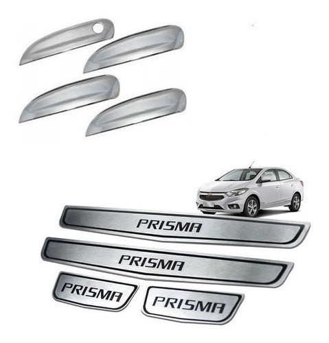 Cubre Manijas Cromadas P/ Chevrolet Prisma + Cubre Zócalo 0