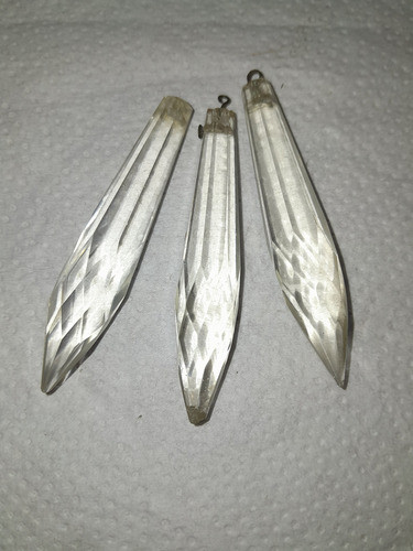 Lote 3 Cairel Cristal Tallado Gota Punta 6 Cm 0