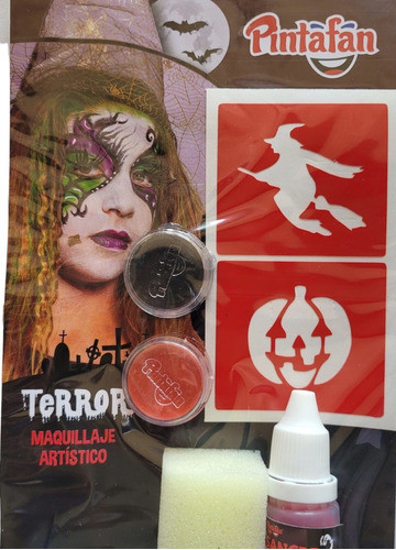 Kit Maquillaje Infantil Stencil Sangre Bruja Halloween 0