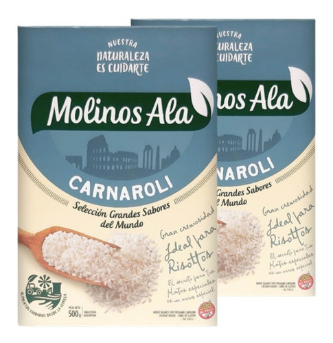Arroz Carnaroli Molinos Ala 500g Sin Tacc Pack X2 0