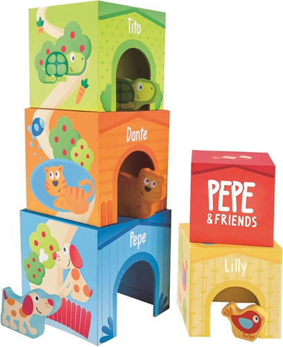 Bloques Apilables De Cartón Pepe & Friends Hape- Mvd Kids 0