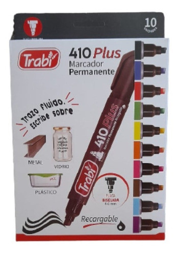 Marcador Trabi 410 Permanente Pta. Biselada Estuche X10 Uni. 0