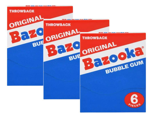 Kit 3 Chiclete Bazooka Bubble Gum Blue Raspberry 36g 0