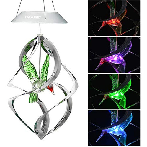 Agptek Hummingbird Win Wind Chime Luces Solares Colgantes Qu 0