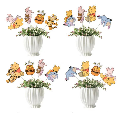 Adornos De Cumpleaños Winnie, Toppers Para Mesa 10x5cm 0