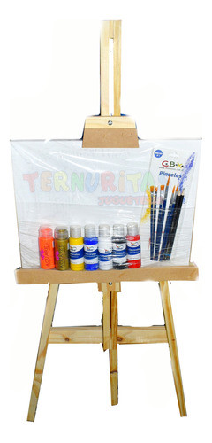 Kit Artistico Atril Pintura Pincel Acrilico Bastidor Mc Full 0