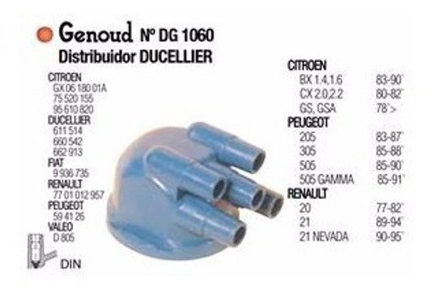 Tapa Distribuidor Renault 21/ Peugeot205/505 Dist. Ducellier 0