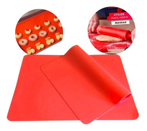 Tapete Culinário Liso Antiaderente Em Silicone Vermelho 0