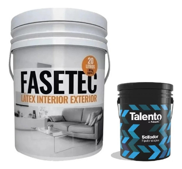Combo Pintura Facetec Polacrin Látex 20 Lts + Fijador 1 Lt 0