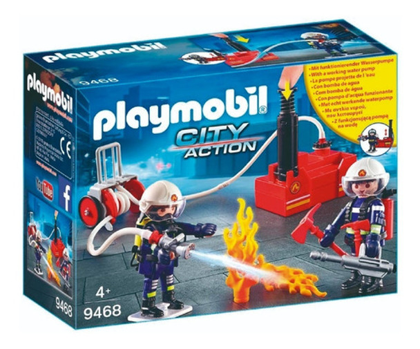 Playmobil Bomberos Y Bomba De Agua Dispara Agua Real 9468 0