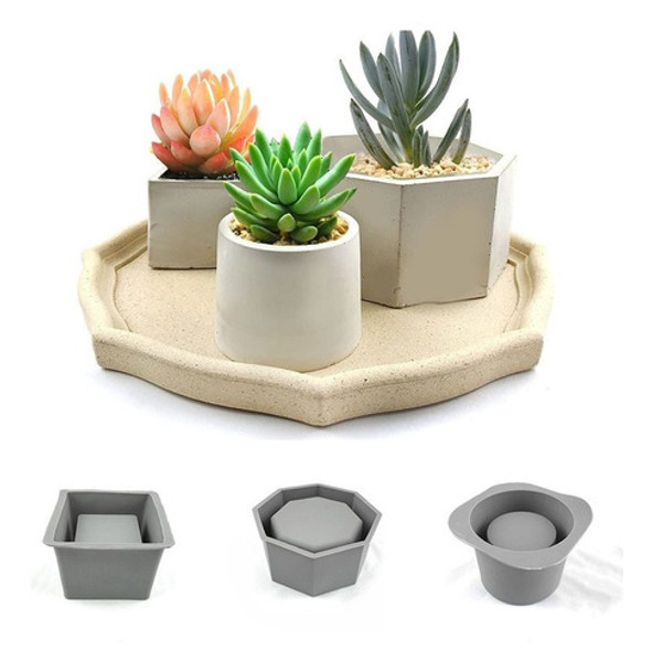 3 Peças De Resina Epóxi Para Vasos De Flores, Molde De Silic 0 3 Peças De Resina Epóxi Para Vasos De Flores, Molde De Silic 0