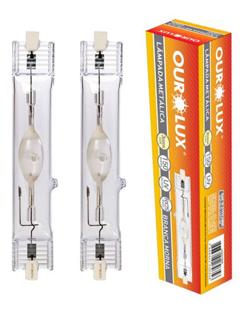 Kit 2 Lâmpadas Vapor Metalico Duplo Contato 150w Rx7s 4000k 0 Kit 2 Lâmpadas Vapor Metalico Duplo Contato 150w Rx7s 4000k 0