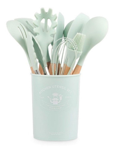 Juego De Utensilios De Silicona Y Madera 0