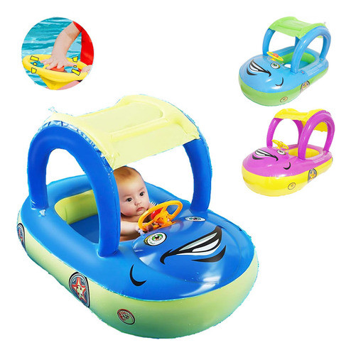 Bóia De Piscina Inflável Com Dossel Para Bebês 0