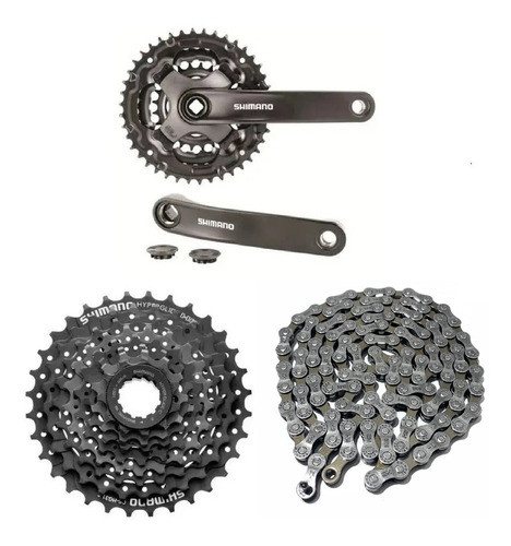 Kit Shimano 3x8v Pedivela Ty301 K7 Hg31 11/32d Corrente Hg40 0