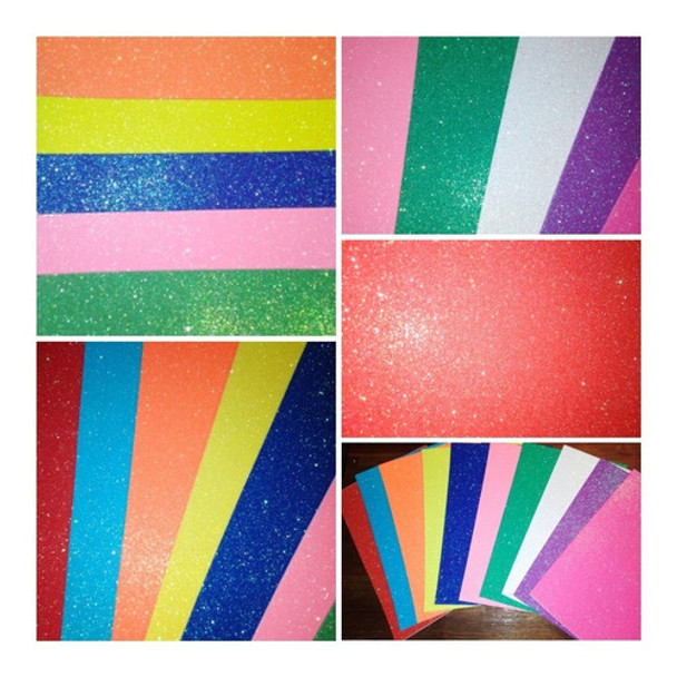 Goma Eva Brillantina Colores Pastel A4 Autoadhesiva 0