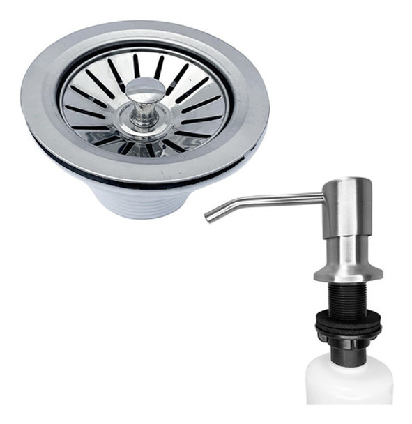 Valvula Americana 4 1/2 E Porta Detergente Embutir Kit Pia 0