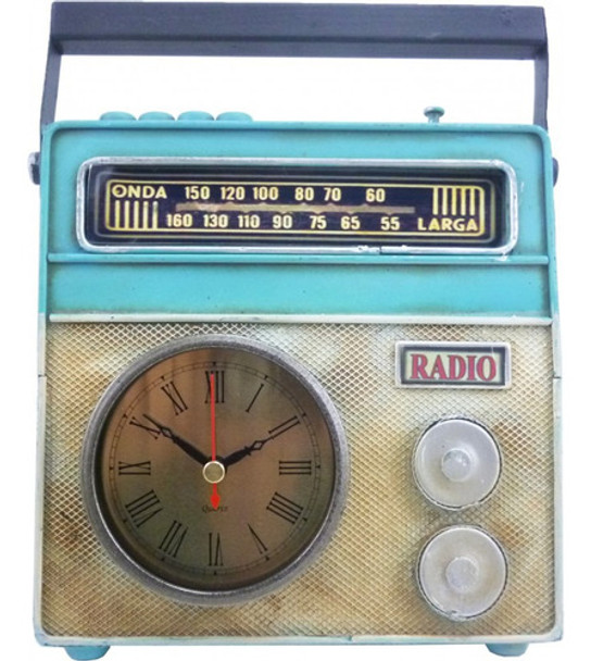 Reloj Analogico Replica Radio Antigua Adorno 23x19x4,5cm 0