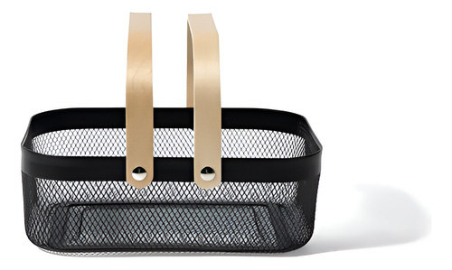 Canasto Metalico Con Asas De Madera 32 X 24 Cm 0