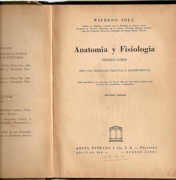Anatomia Y Fisiologia 1º Curso - Sola - Estrada 0