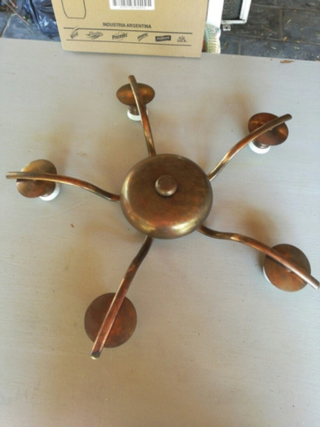 Araña Vintage De 5 Patas De Bronce A Restaurar 0