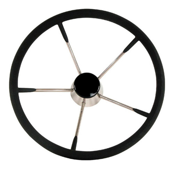 Volante Nàutico Acero Inoxidable Con Grip Negro 5 Rayos 0