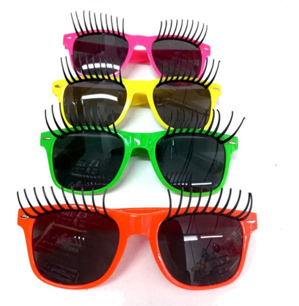 10 Lentes Anteojos Fluo Con Pestañas 0