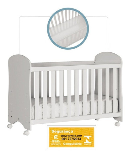 Berço Minicama Smim 100% Mdf Moveis Peroba - Branco Moveis P 0