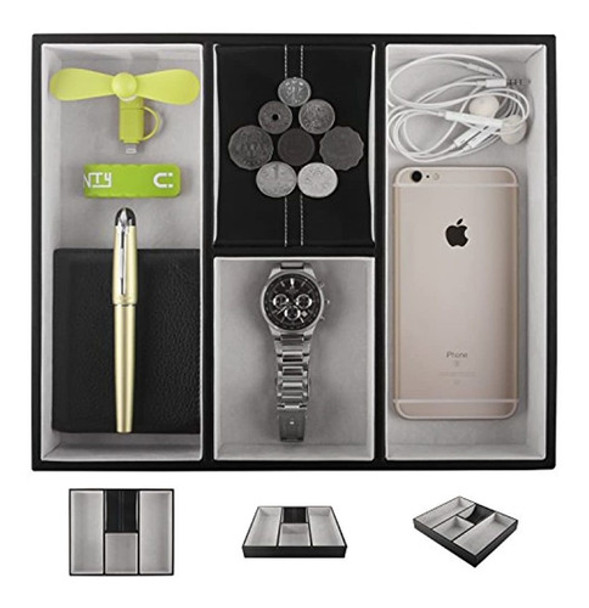 Piel Valet Bandeja Para Los Hombres Mesita De Noche Organiza 0