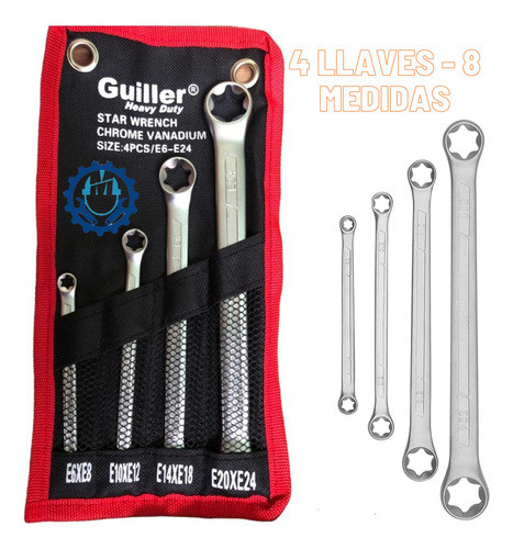 Juego De 4 Llaves Fijas Torx E6 E8 E10 E12 E14 E18 E20 E24 0