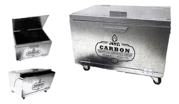 Baul Carbonero Grande Zinc Galvanizado C/ruedas 60x45x42 Cm 0