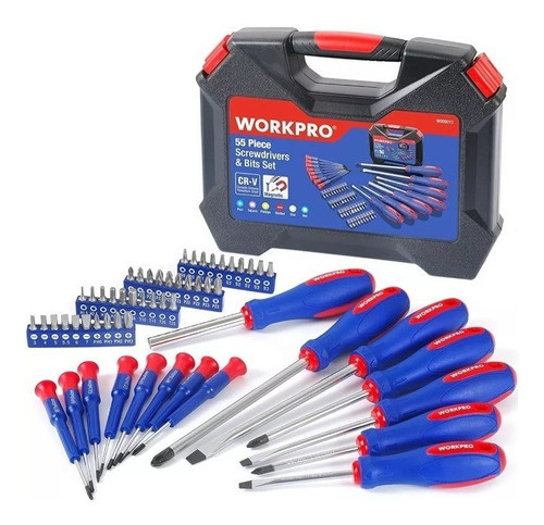 Juego Destornilladores 56 Piezas Cromo Vanadio Workpro 0