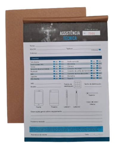 1 Bloco Ordem De Serviço Celular Assistência Técnica  100 F. 0