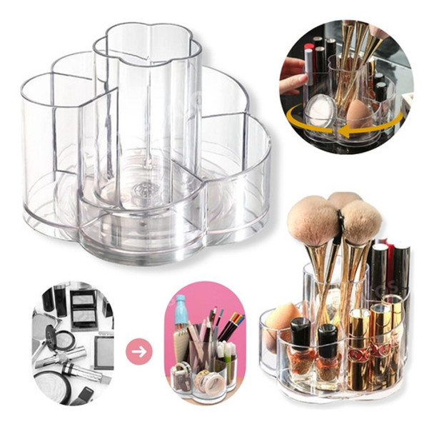 Organizador Giratorio Acrílico Para Maquillaje Brochas 0