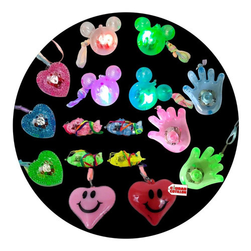 Collar Surtidos Led X 10 Colgantes Corazon Luminoso - Cc 0