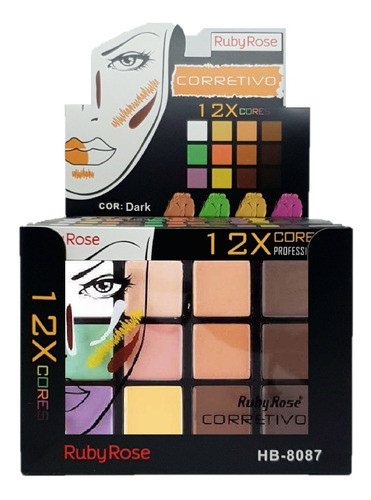 Kit C/12 Paleta De Corretivo Profissional Dark -  Ruby Rose 0