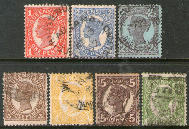 Queensland 7 Sellos Usados Reina Victoria Años 1897-1900 0