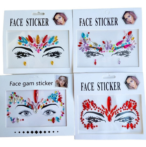 Strass Gemas O Estikers Para La Cara X 10 Unidades 0