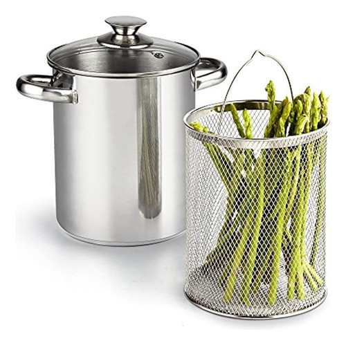 Cook N Home 4 Quart 3 Piezas De Espárragos Vegetales Steamer 0