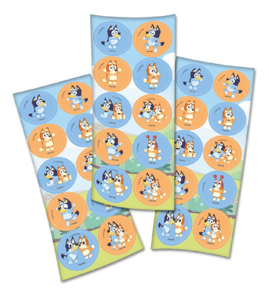 30 Adesivos Bluey - 3 Cartelas Com 10 Adesivos Cada 0