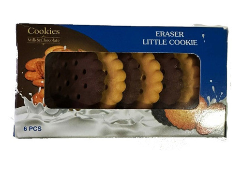 Gomas De Borrar X6 Galletas Dibujo Util Escolar Colegio 0