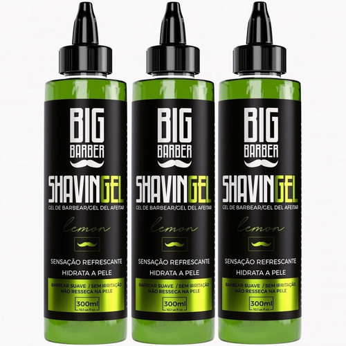 Shaving Gel Barbear Bisnaga Big Barber Lemon Caixa 3 Unidade 0