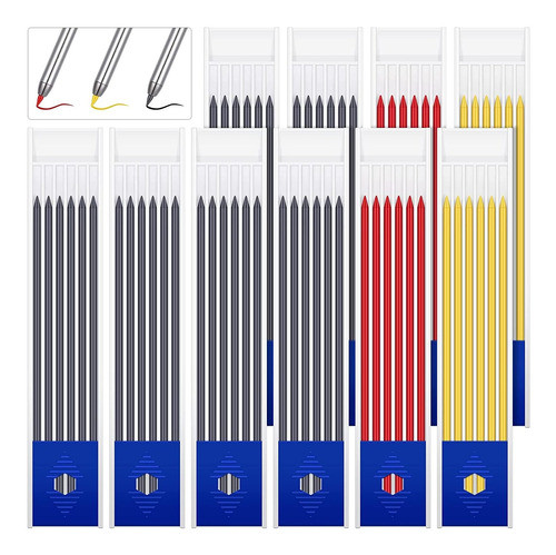 60 Minas 2,8 Mm De Lapiz Carpintero Rojo Amarillo Negro 0