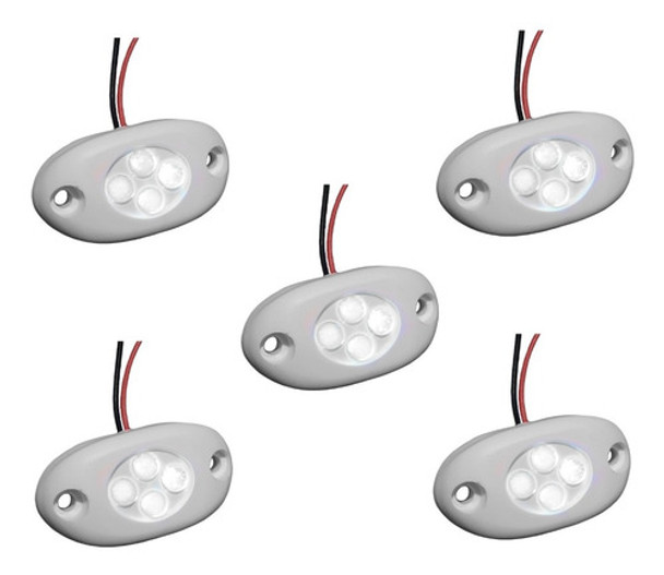 Luminaria Náutica Luz De Cortesia Com 4 Led Branco 12v 5 Un 0