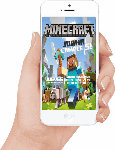 Minecraft Tarjeta Invitacion Digital Personalizada  Whatsapp 0