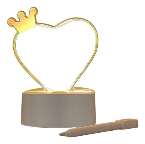 Pizarra Led Veladora Corazon Con Corona Usb 0